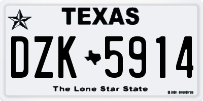 TX license plate DZK5914