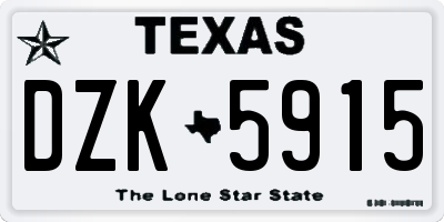 TX license plate DZK5915