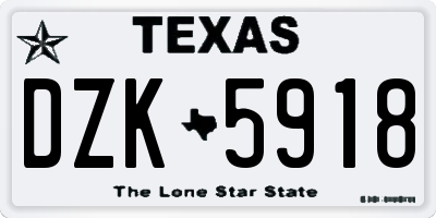 TX license plate DZK5918