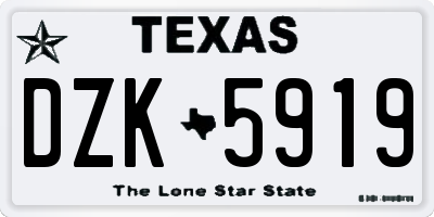 TX license plate DZK5919