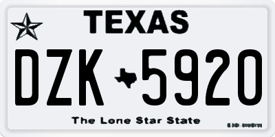 TX license plate DZK5920