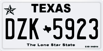 TX license plate DZK5923