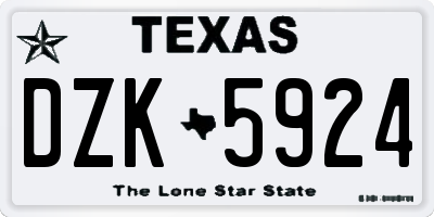 TX license plate DZK5924