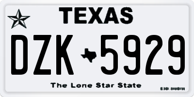 TX license plate DZK5929