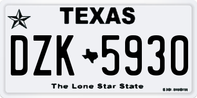 TX license plate DZK5930