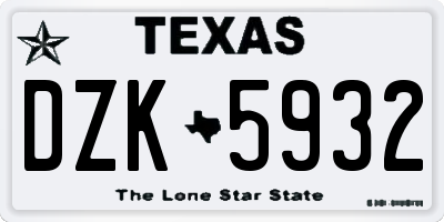TX license plate DZK5932
