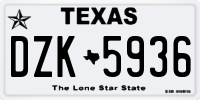 TX license plate DZK5936