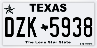 TX license plate DZK5938