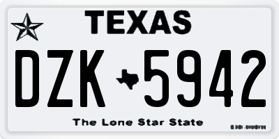 TX license plate DZK5942