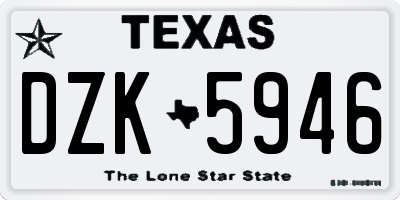 TX license plate DZK5946