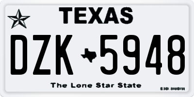 TX license plate DZK5948