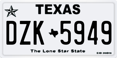 TX license plate DZK5949