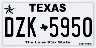TX license plate DZK5950