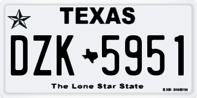 TX license plate DZK5951