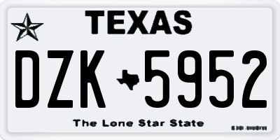 TX license plate DZK5952