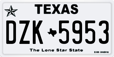 TX license plate DZK5953