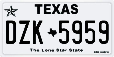 TX license plate DZK5959