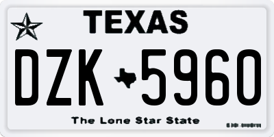 TX license plate DZK5960