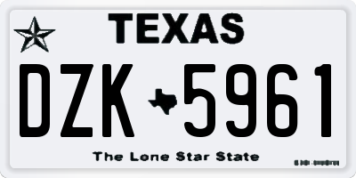 TX license plate DZK5961
