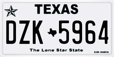 TX license plate DZK5964