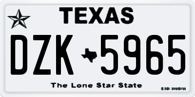 TX license plate DZK5965