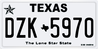 TX license plate DZK5970