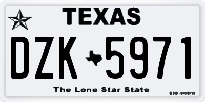 TX license plate DZK5971