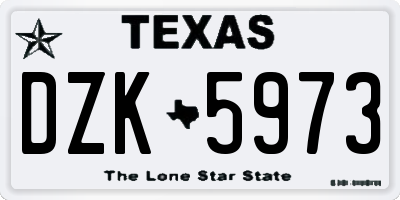 TX license plate DZK5973