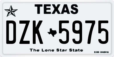 TX license plate DZK5975