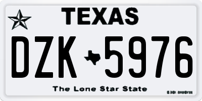 TX license plate DZK5976