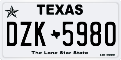 TX license plate DZK5980
