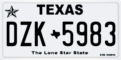 TX license plate DZK5983