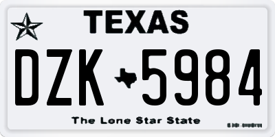 TX license plate DZK5984