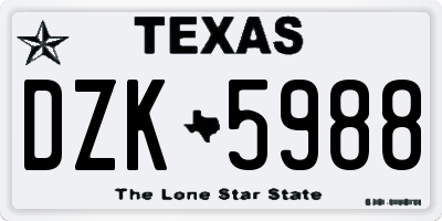 TX license plate DZK5988