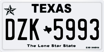 TX license plate DZK5993