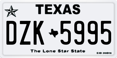 TX license plate DZK5995