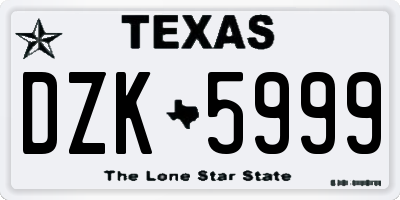 TX license plate DZK5999