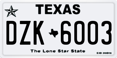 TX license plate DZK6003