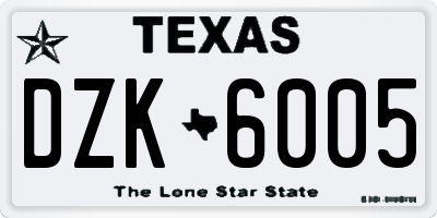 TX license plate DZK6005