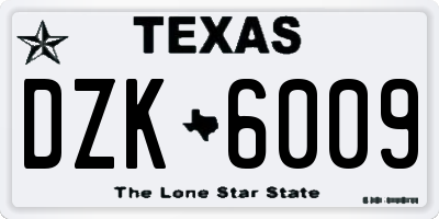 TX license plate DZK6009