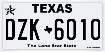 TX license plate DZK6010