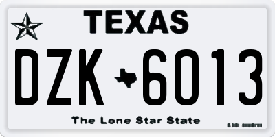 TX license plate DZK6013