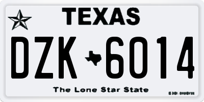 TX license plate DZK6014