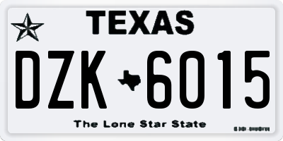 TX license plate DZK6015