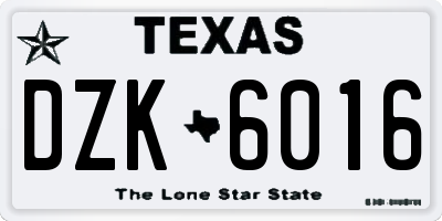 TX license plate DZK6016