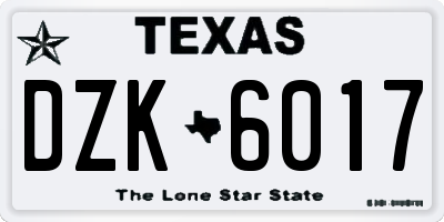 TX license plate DZK6017