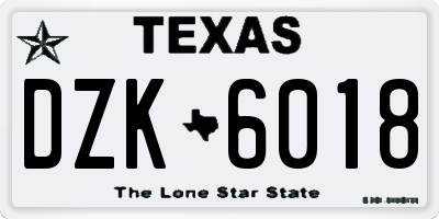 TX license plate DZK6018