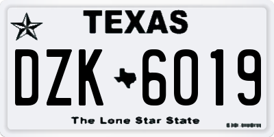 TX license plate DZK6019