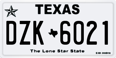 TX license plate DZK6021