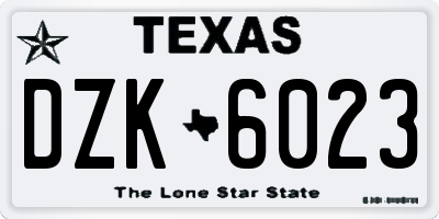 TX license plate DZK6023